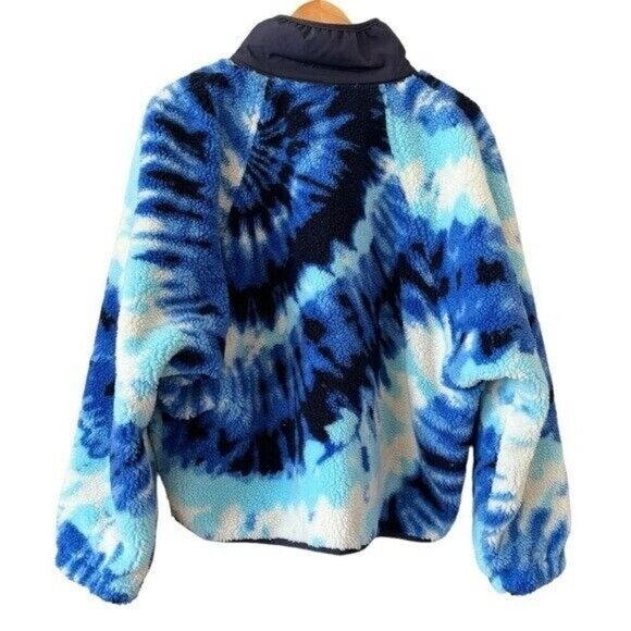 FREE PEOPLE Rocky Ridge Fleece Ocean Tie Dye Pullover Size M NEW - Picture 5 of 11